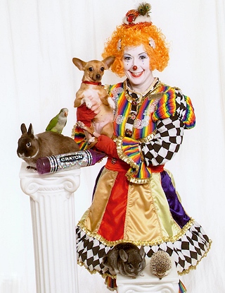 Colors the Clown  with some of her magical animal friends!